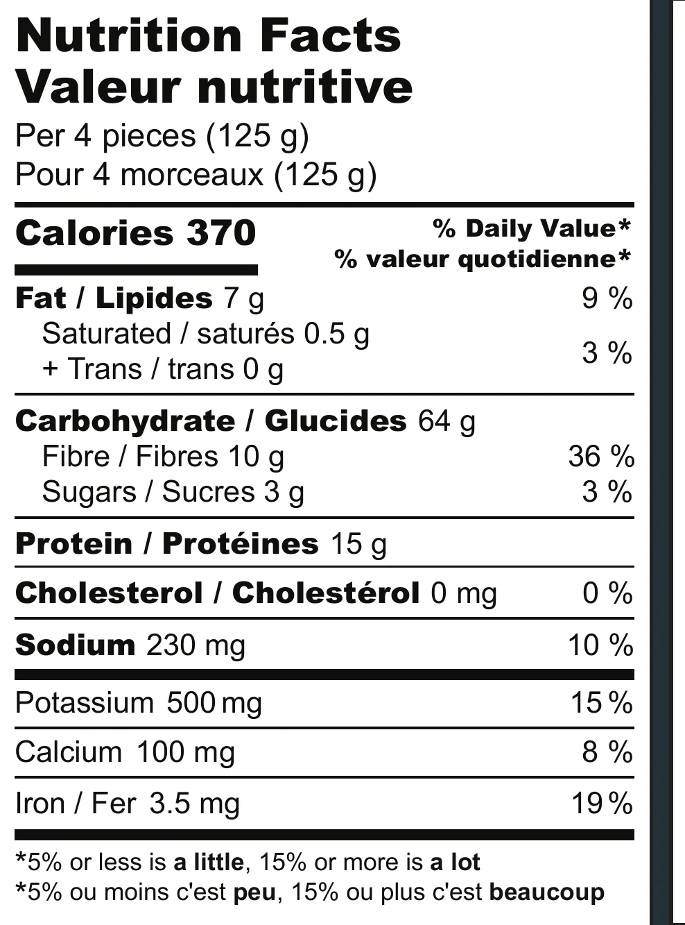 Nutrition facts table for Lentil Mushroom Walnut Meatballs, as printed on the box