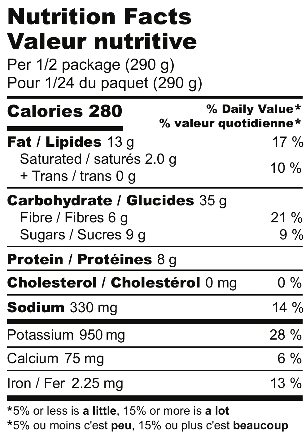 Nutrition facts table for West African Peanut Stew, as printed on the box
